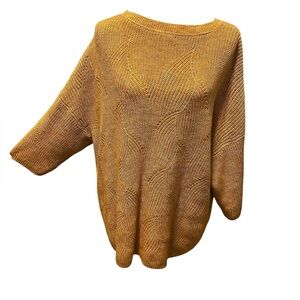 J. Jill Mustard Textured Knit Boatneck Sweater